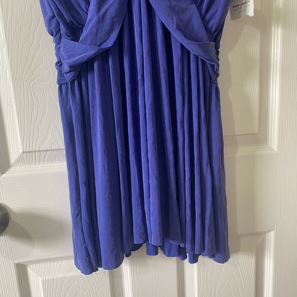 NWT Free People Cupro Crisscross Drape Dress in Cobalt Blue - Picture 4 of 12